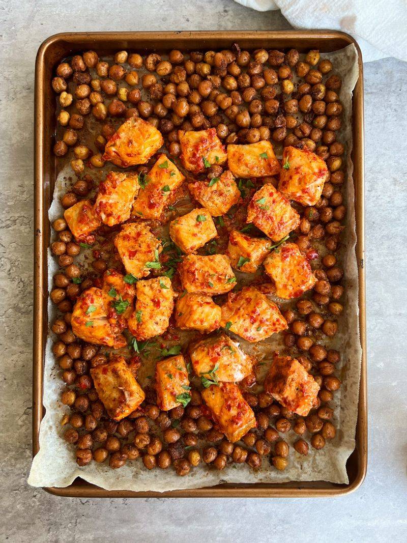 Harissa Roasted Salmon with Chickpeas