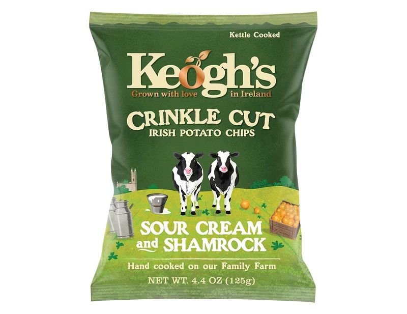 Keogh’s Crinkle Cut Irish Potato Chips - Sour Cream and Shamrock Flavor