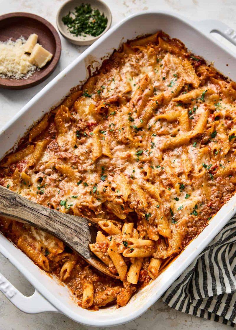 No-Boil Sausage Marinara Penne Bake