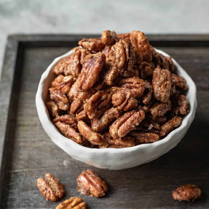 Maple Bourbon Candied Pecans