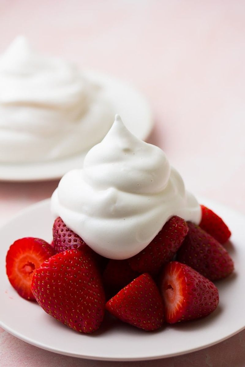 Light whipped cream with berries