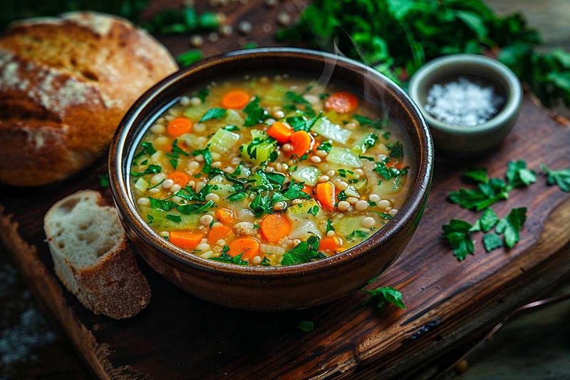 Lentil and Veggie Soup with Spinach