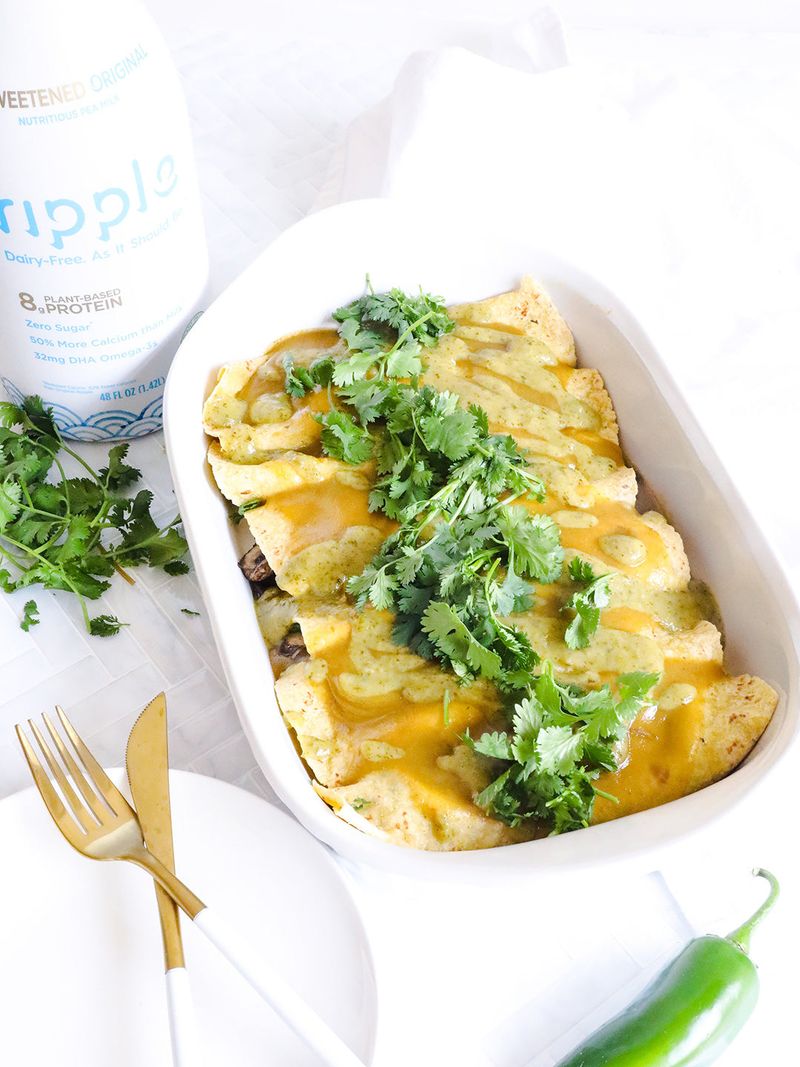Black Bean Spinach Enchiladas with Green Sauce
