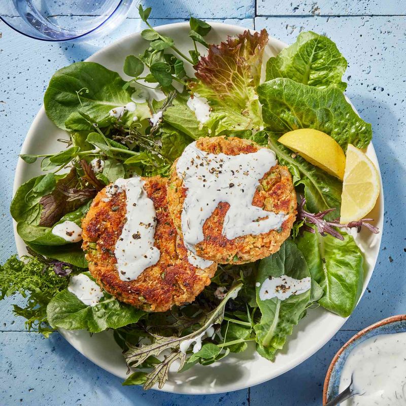 Salmon Patty Cakes With Side Salad