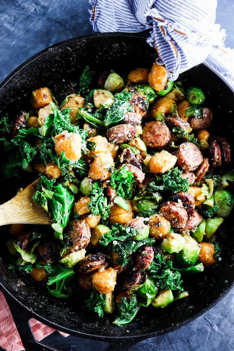 Sweet Potato Gnocchi With Chicken Sausage and Spinach