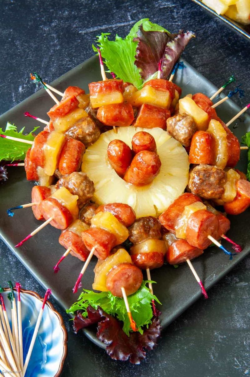 Little Smokies And Pineapple Skewers