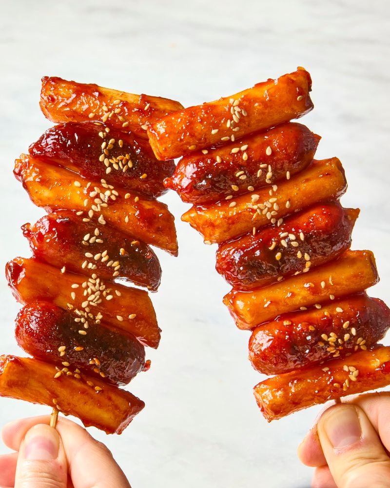 So-tteok So-tteok (Sausage and Rice Cake Skewer)