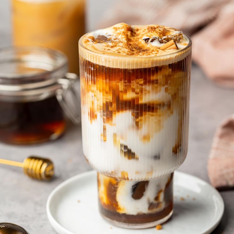 Iced Coffee Or Latte With A Cinnamon Sprinkle