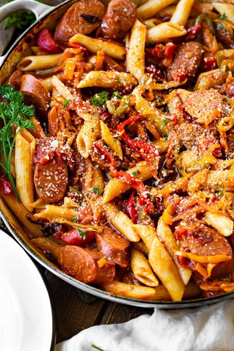 Sausage and Peppers Penne Casserole