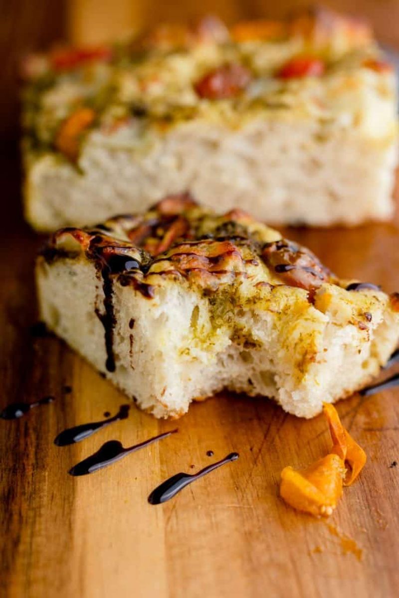 Pesto, Mozzarella, and Cherry Tomato Cake