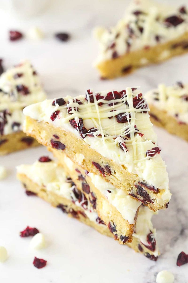 White Chocolate Cranberry Blondie Bars