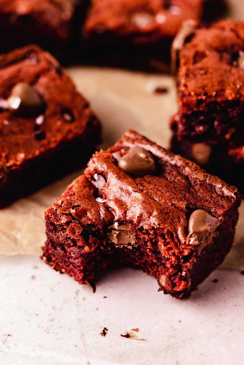 Red Velvet Brownies With Chocolate Chips
