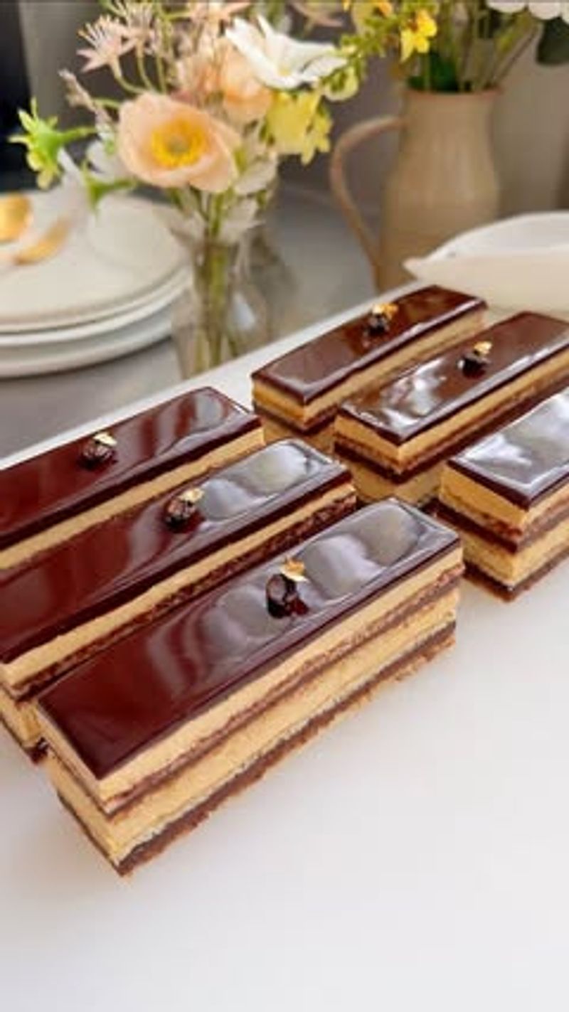 Opera Cake With Even Stripes