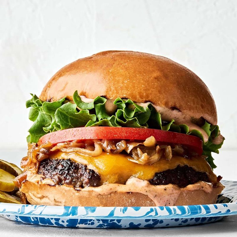 A Burger With One Or Two Toppings