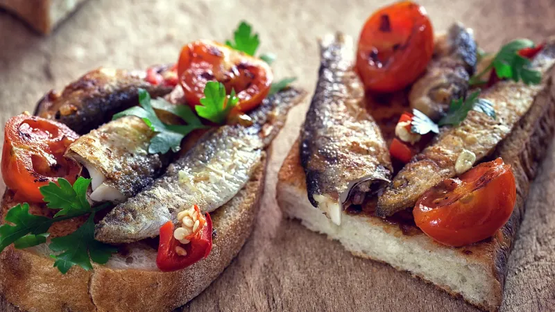 Sardine Toast with Tomato and Herbs