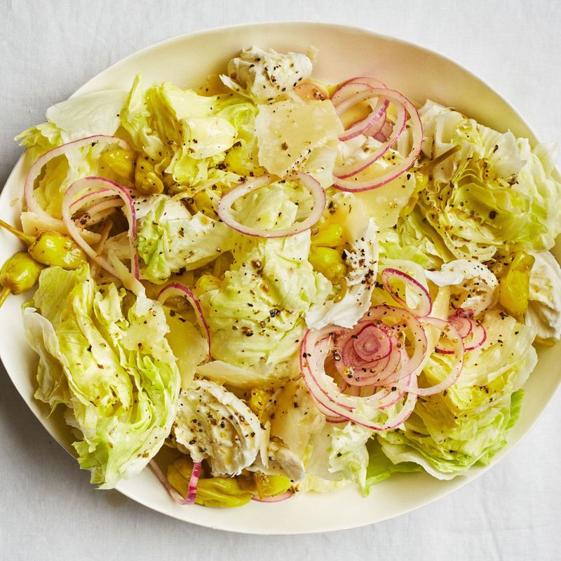 Plain iceberg lettuce salads