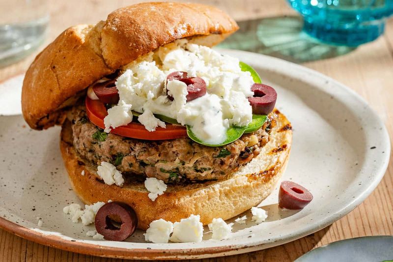 Mediterranean Feta Lamb Burger at Aegean Table