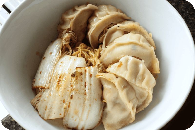 Asian-Style Cabbage and Pork Dumpling Bowl
