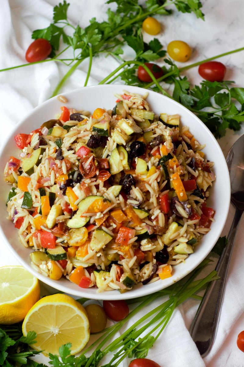 Lemon Orzo With Roasted Vegetables