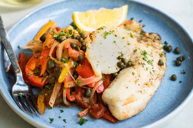 Tilapia with Roasted Vegetables (light entrée)