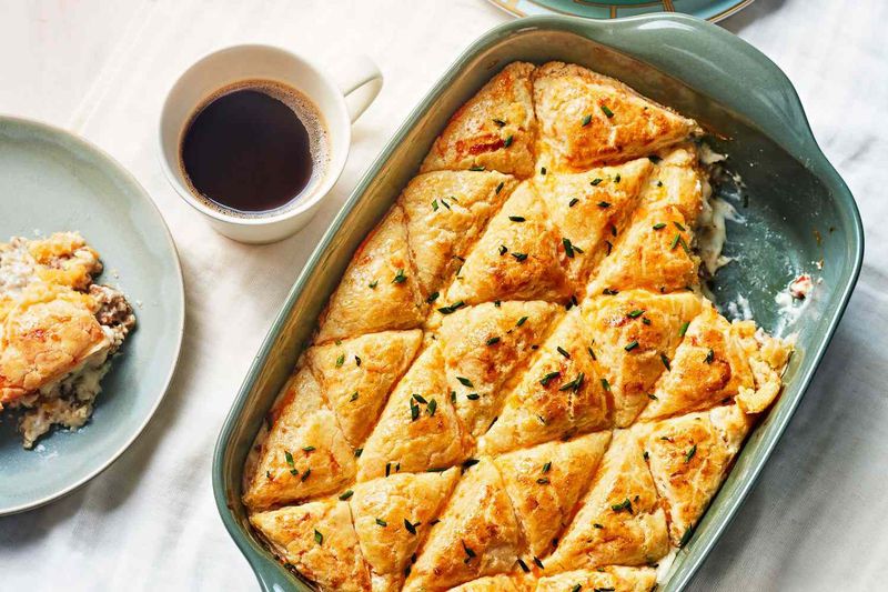 Breakfast Sausage Gravy Crescent Casserole