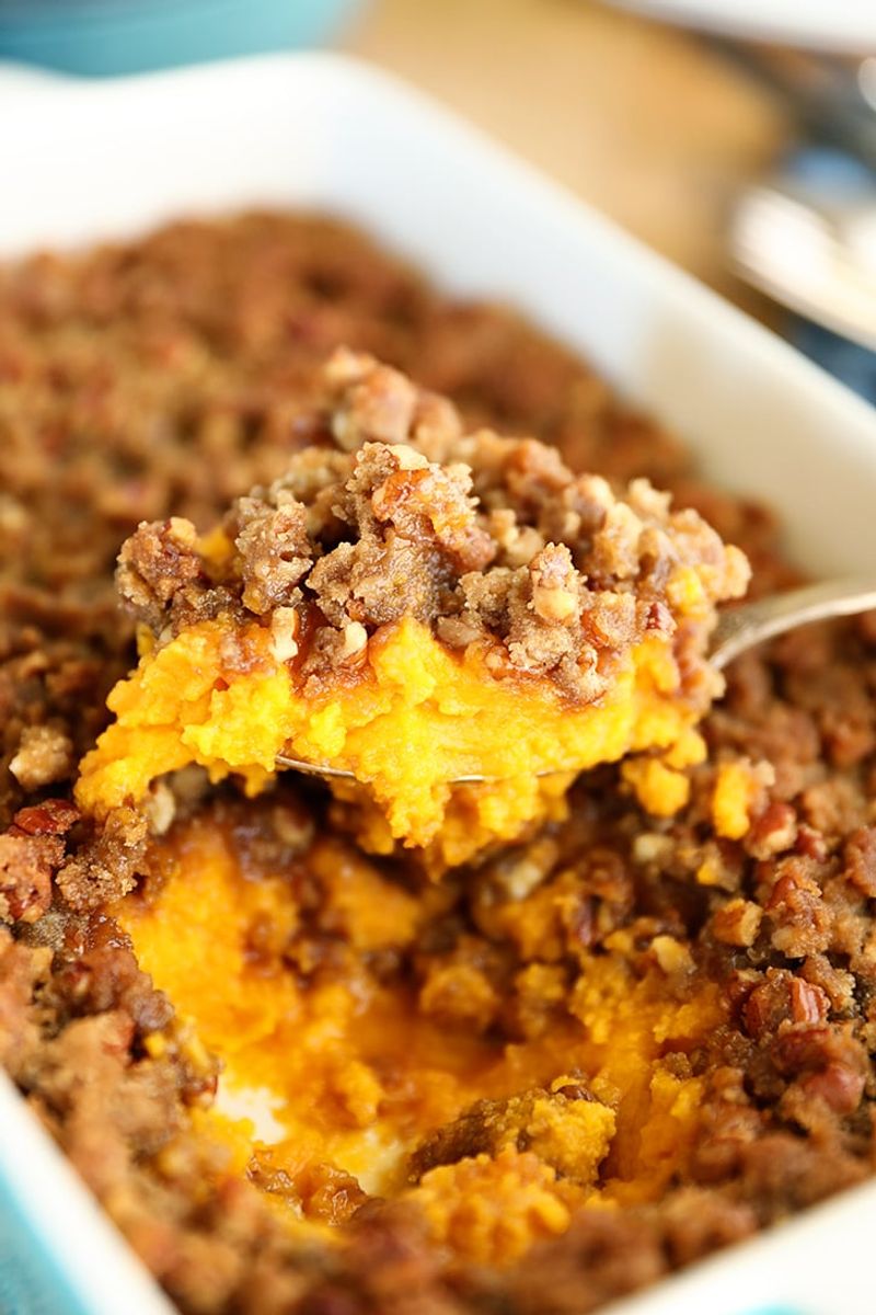 Sweet Potato Casserole with Pecan Topping