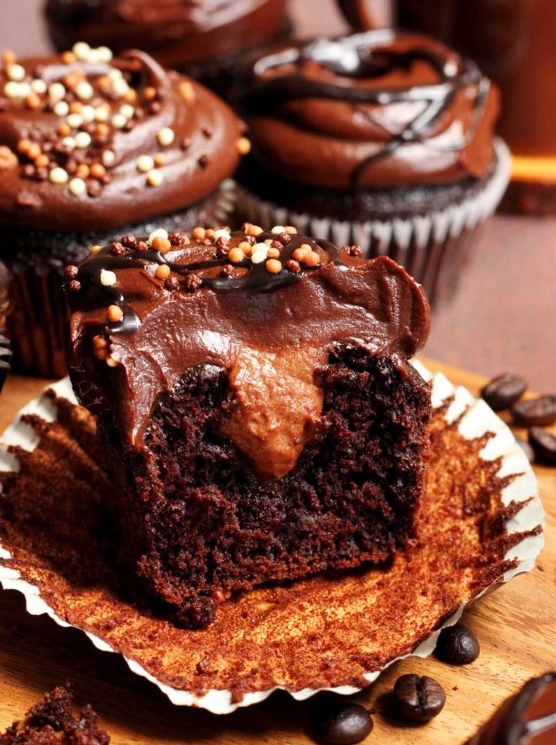 Dark Chocolate Cupcake with Espresso Ganache