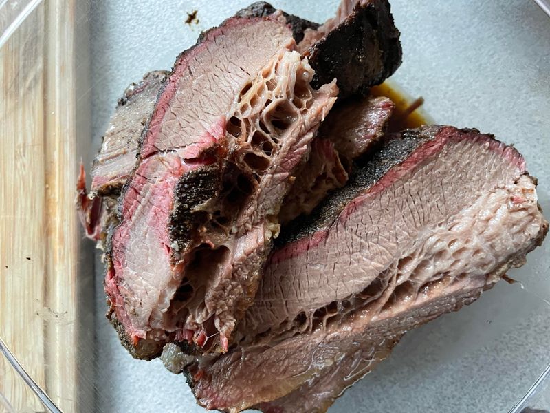 The brisket is dry and chalky