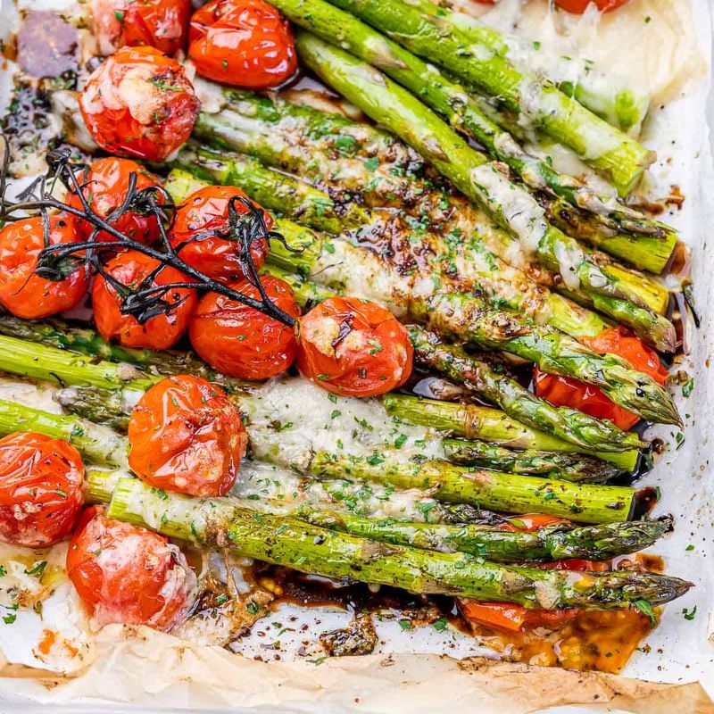 Parmesan Roasted Asparagus and Tomatoes