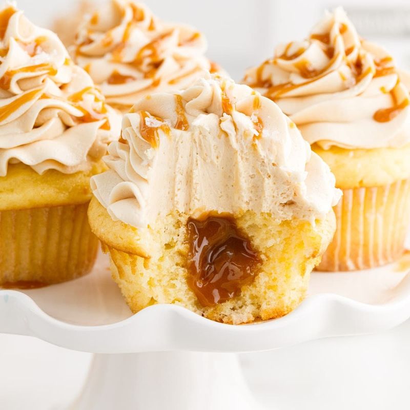 Vanilla Bean Cupcake with Salted Caramel Core