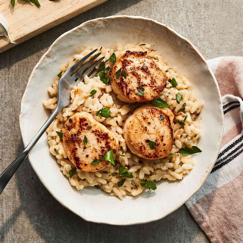 Scallops Over Risotto