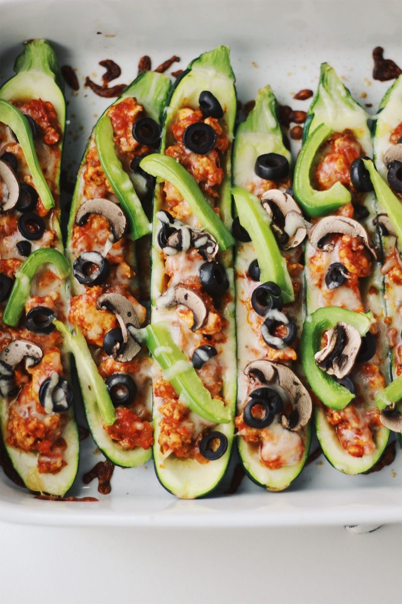 Turkey Pesto Zucchini Boats