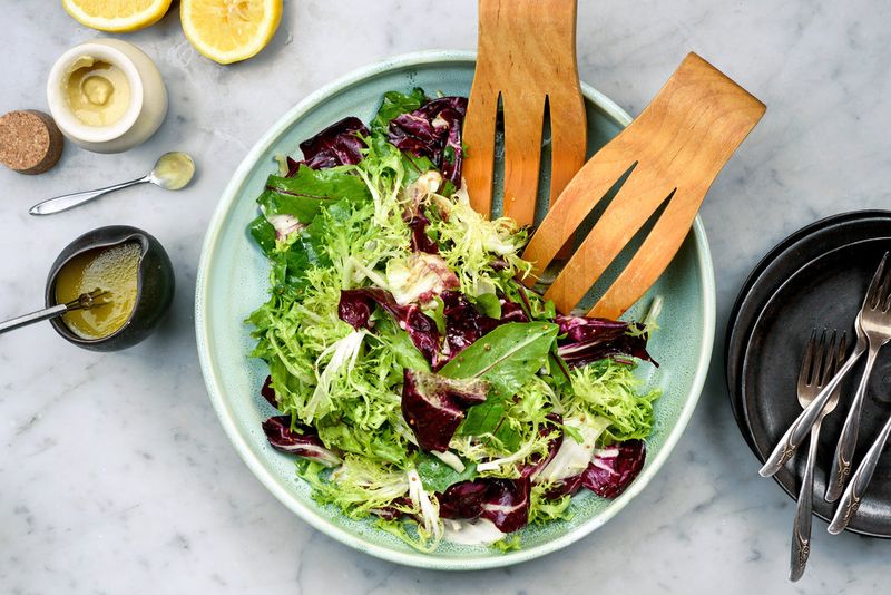 Citrus + olive oil salad dressing for winter greens