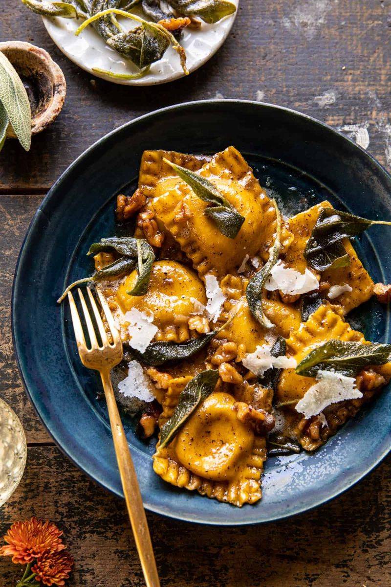 Pumpkin Ravioli With Brown Butter and Sage