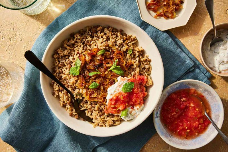 Rice and Beans With Caramelized Onions