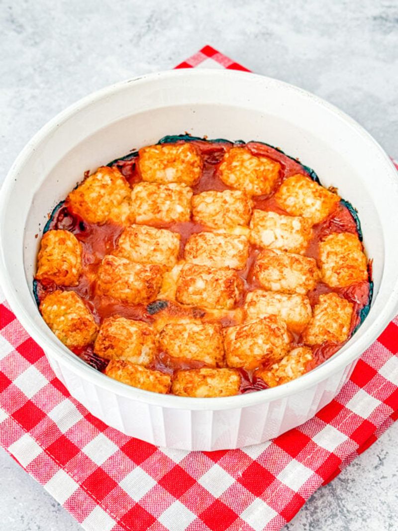 Spicy Sausage and Corn Tater Tot Casserole