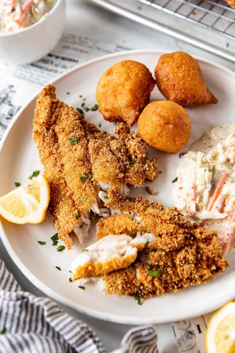 Arkansas — Fried Catfish with Hushpuppies and Slaw