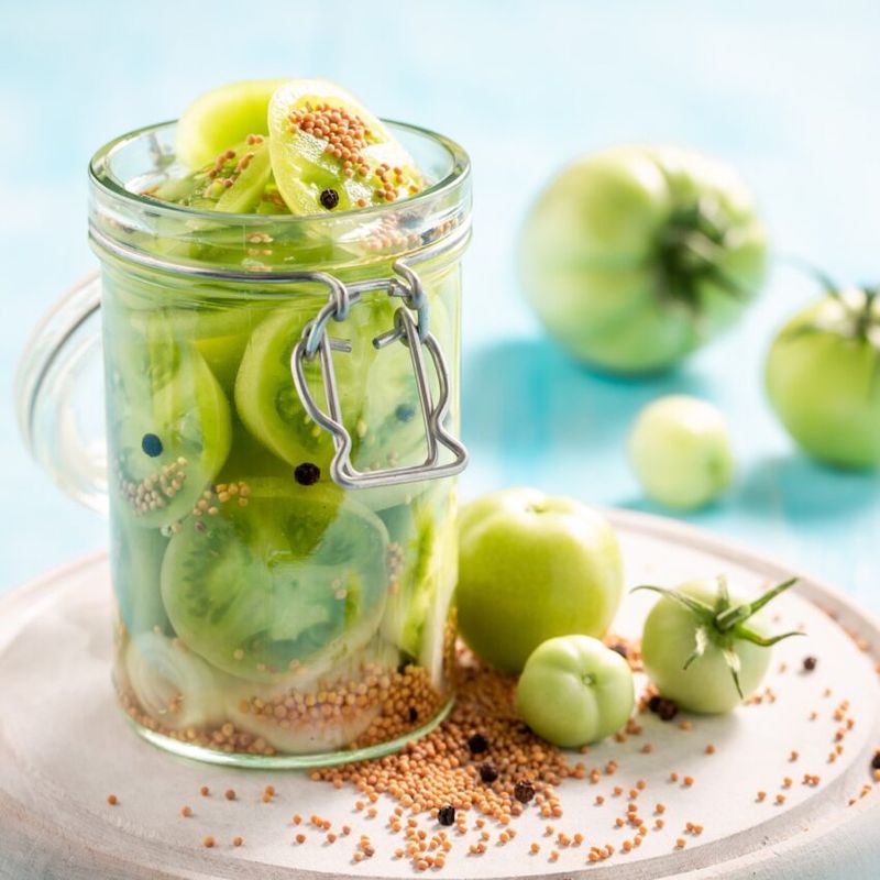 Pickled green tomatoes