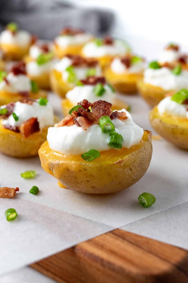 Baked potatoes with whatever toppings you had