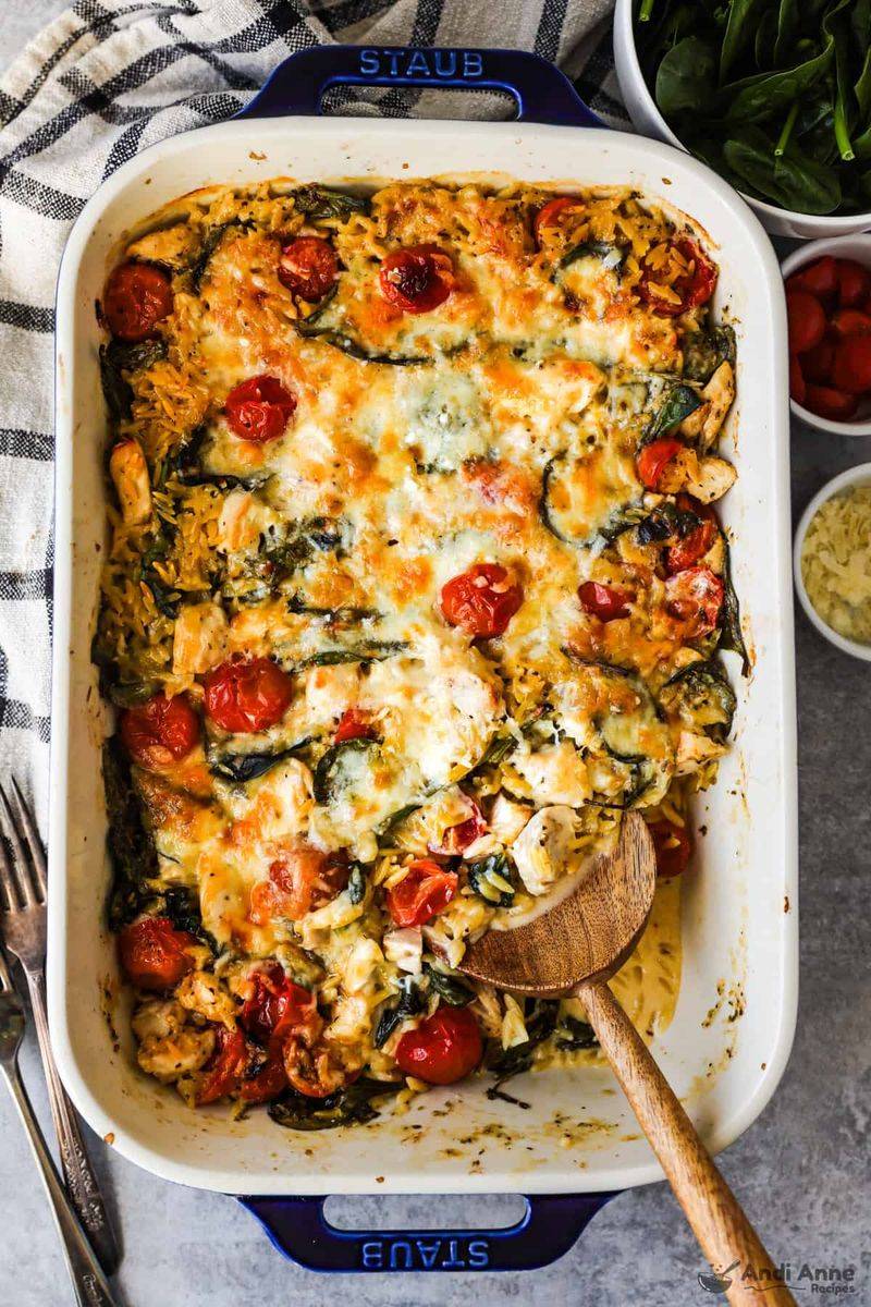 Greek Lemon Orzo Chicken Bake