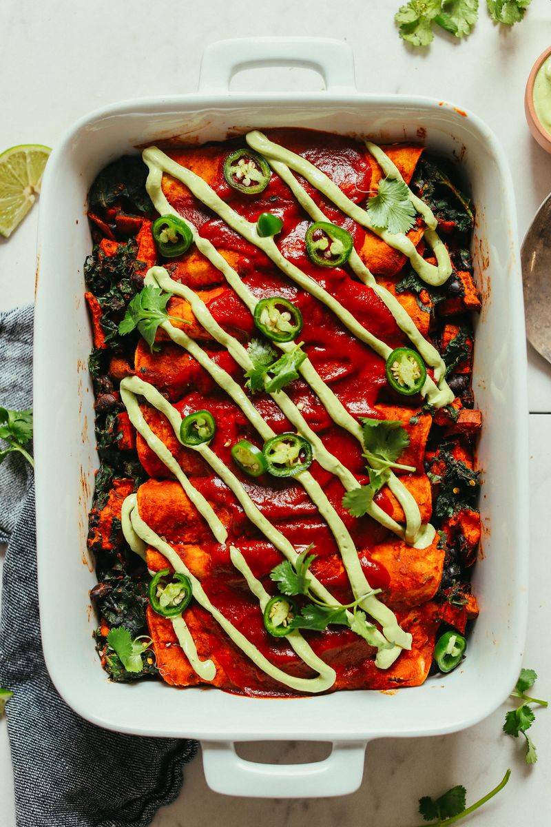 Sweet Potato And Black Bean Enchiladas