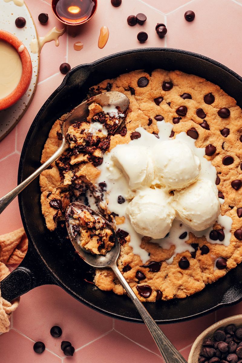 Molten Tahini Chocolate Skillet Cookie
