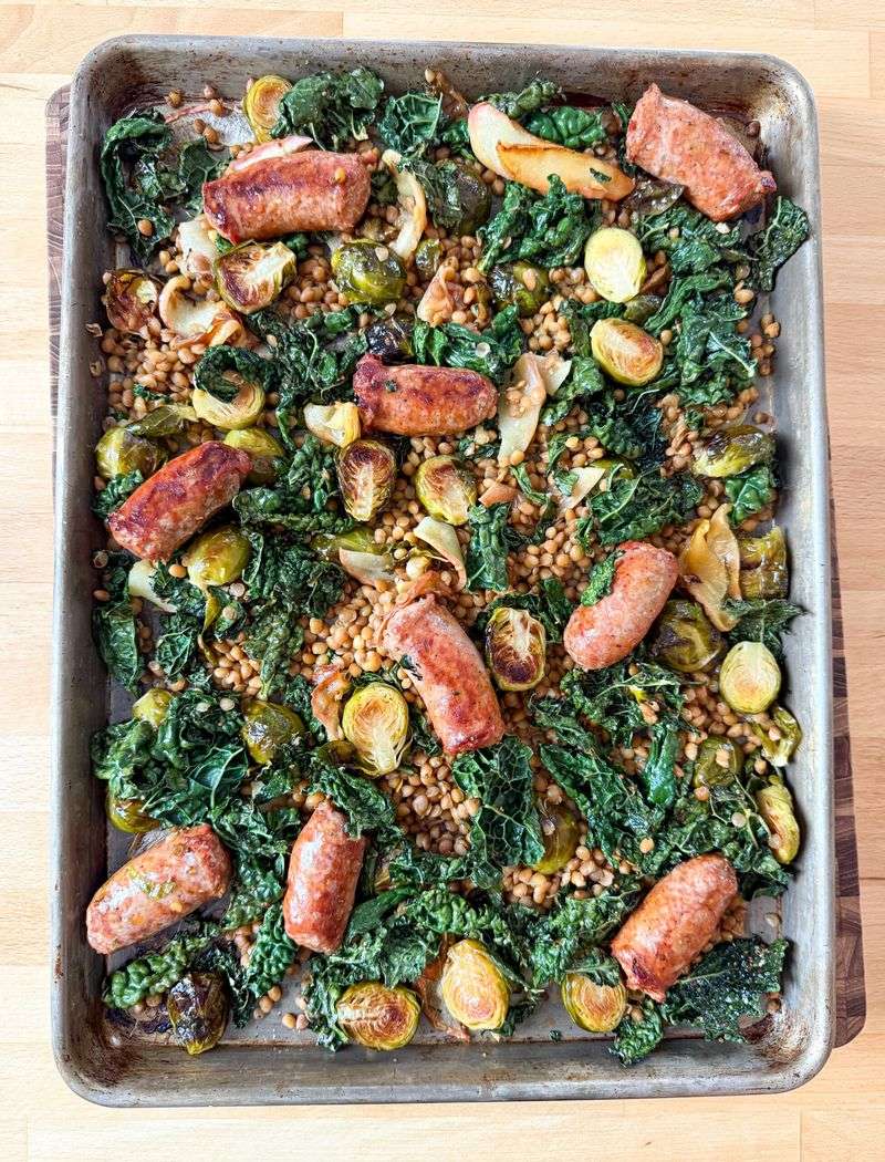 Sheet-Pan Sausage and Lentils