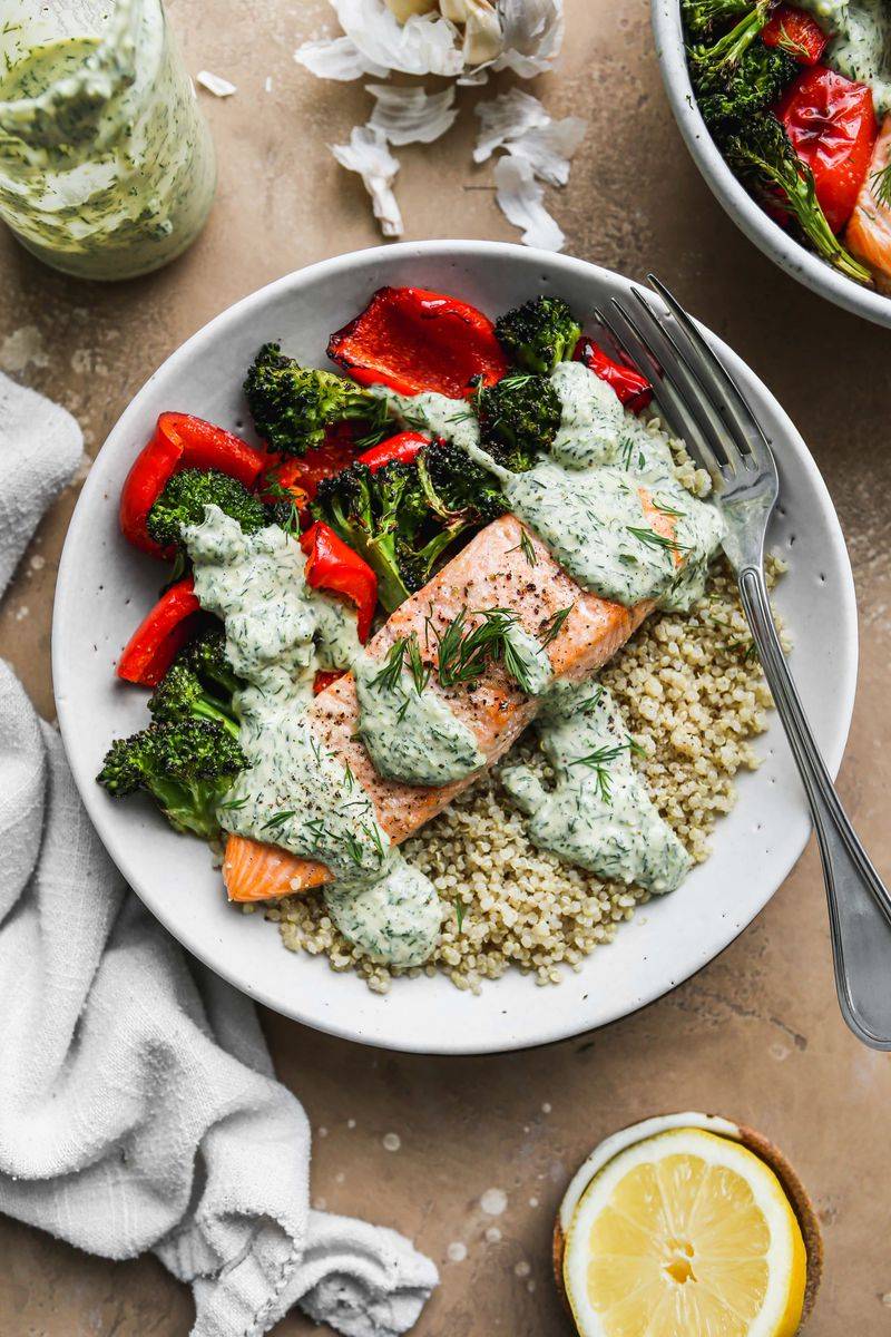 Salmon Grain Bowl with Lemon Tahini