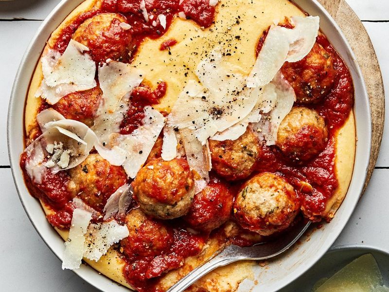 Turkey Meatballs, Marinara, and Polenta