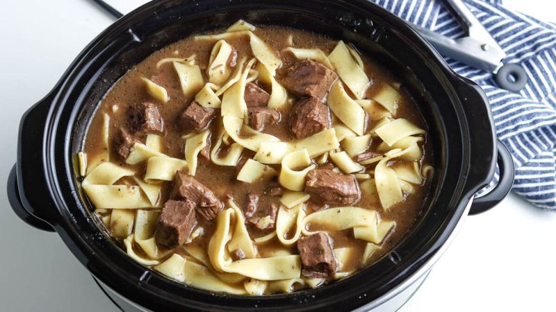 Idaho — Beef and Noodles over Mashed Potatoes