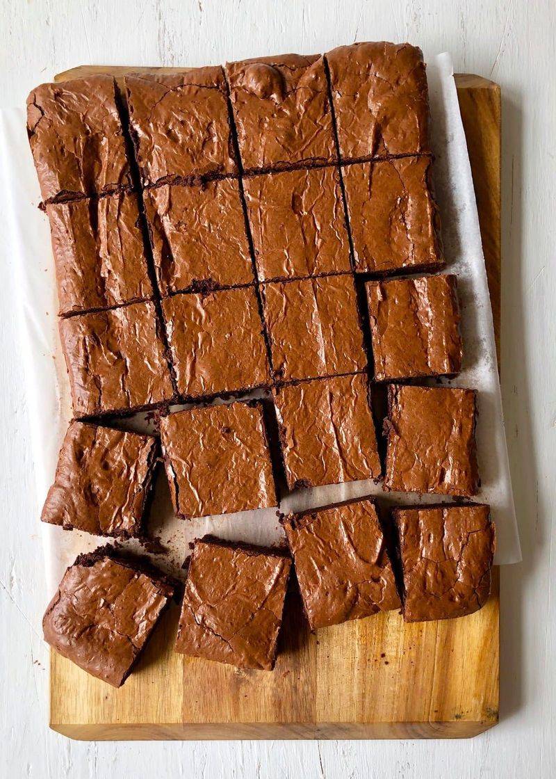 Classic brownies wrapped in foil