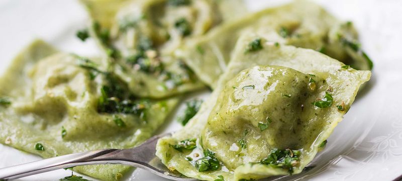 Broccoli Rabe and Ricotta Ravioli With Friarielli Cream Sauce