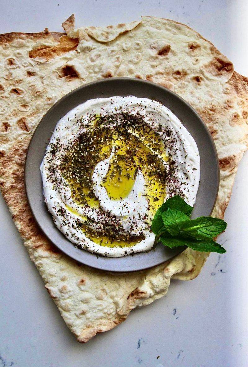 Labneh Bowl With Olive Oil And Cucumbers
