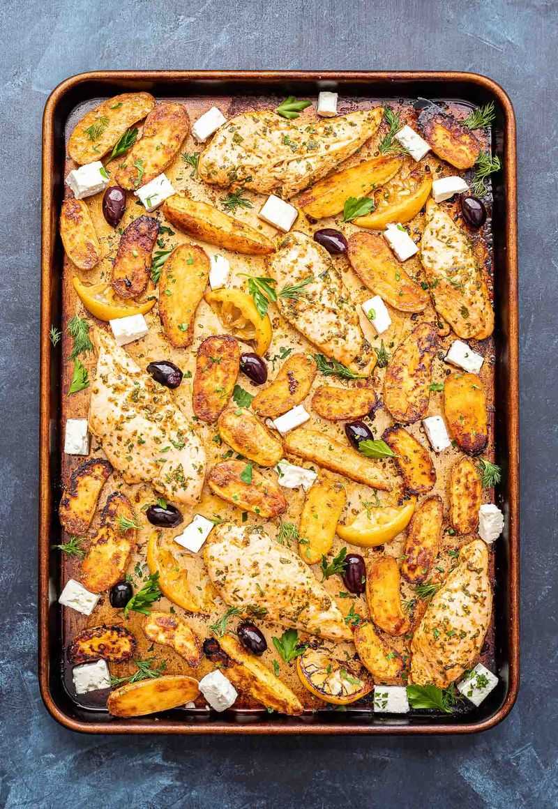 Greek-Style Sheet Pan Chicken And Potatoes